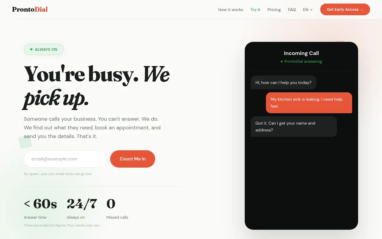 Screenshot ProntoDial.com
